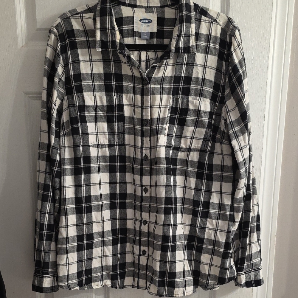Old Navy plaid flannel shirt.
